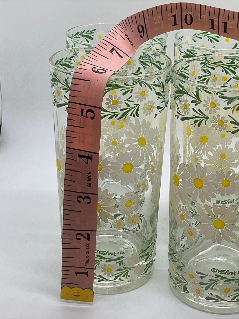 Vintage Culver Set of 6 Daisy-Print Drinking Glasses